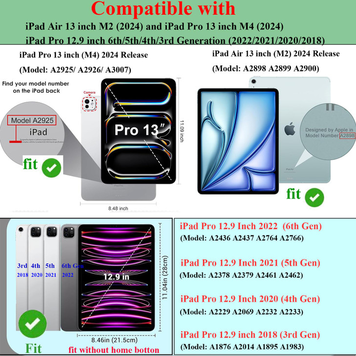 UUcovers Kids Case for iPad Air 13 inch M3/M2 & iPad Pro 13 inch M5/M4 (2025/2024) & iPad Pro 12.9 inch Cover 6th/5th/4th/3rd Generation (2022/2021/2