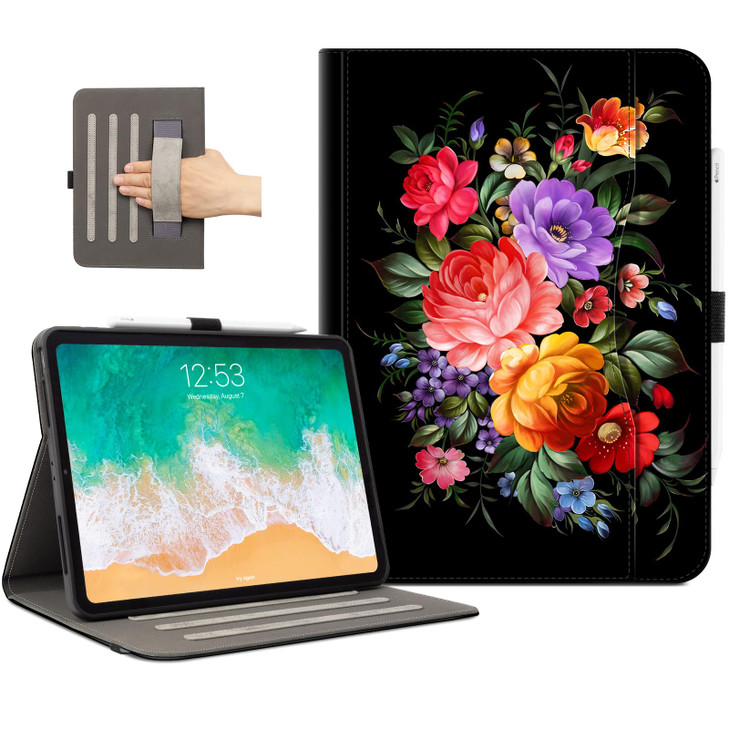 Lokigo for iPad Air 13 Inch Case (M3 2025/M2 2024), iPad Pro 12.9 Inch Case (6th/5th/4th/3rd Gen) with Pencil Holder/Hand Strap/Pocket, Support Touch