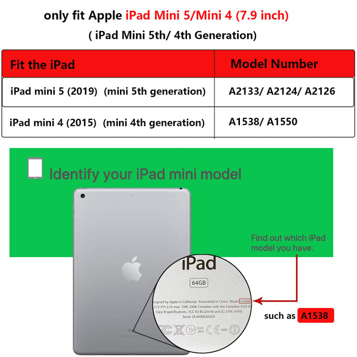 UUcovers for Apple iPad mini 5 2019 (5th Generation)/ iPad mini 4 Tablet 2015 (4th Gen) Case 7.9" Smart Folio Stand with Pencil [Auto Sleep/Wake] PU