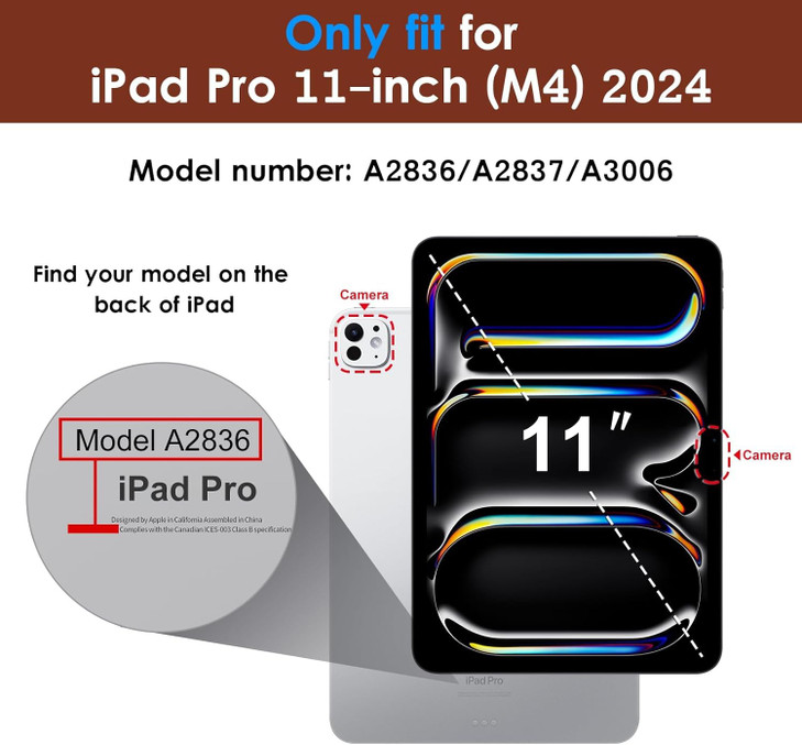 UUcovers for iPad Pro 11 inch M4 Case 2024 (Model: A2836/A2837/A3006),with Stand/Hand Strap/Pencil Holder/Pockets [Auto Wake/Sleep] Magnetic Smart Sl