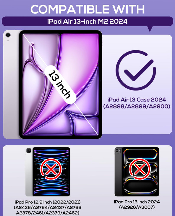 Cantis Case for iPad Air 13 Inch (M3) 2025/ for iPad Air 13-inch (M2) 2024 with Pencil Holder, Heavy Duty Shockproof Case for i Pad Air 13" Supports