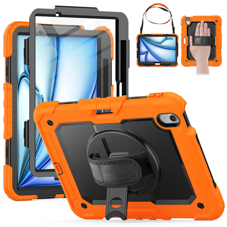 HXCASEAC Rugged Case for iPad Air 11 inch M3 M2 (2025 2024), Heavy Duty Protective Design with Pencil Holder, Built-in Screen Protector, Rotating Sta