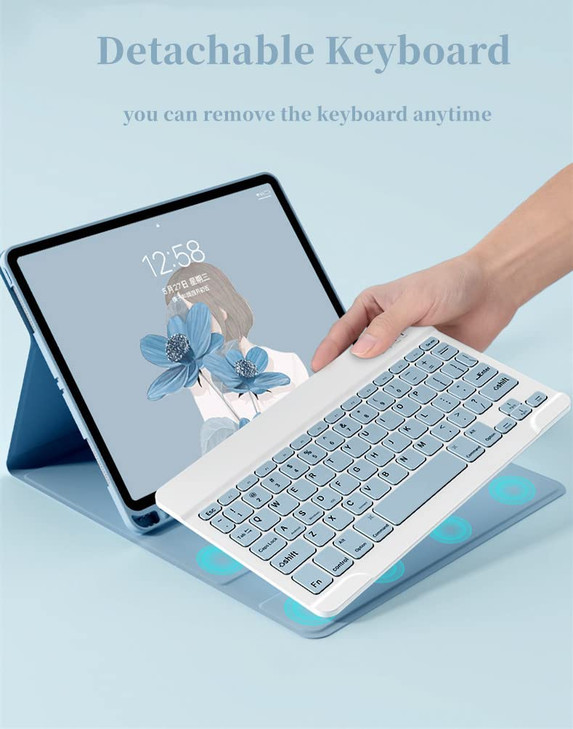 AnMengXinLing Keyboard Case for iPad Air 13 Inch (M3 2025/M2 2024)/Pro 12.9 6th/5th/4th Generation with Mouse Pencil Holder, Magnetically Detachable