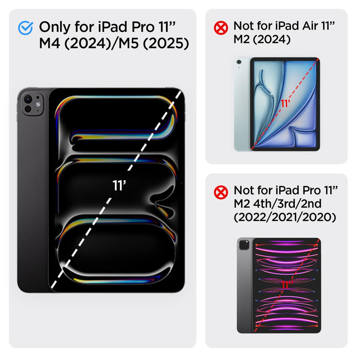 Spigen for iPad Pro 11 inch Case M5/M4 (2025-2024) with Detachable Magnetic Cover, Air Skin Pro Clear Transparent Back and Pencil Holder, Black