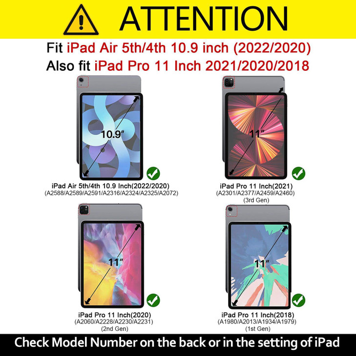 Dteck for iPad Air 11-inch Case 2024,Case for iPad Air 5th 4th 10.9",Also fit iPad Pro 11 Inch 2022/2021/2020/2018,PU Leather Protective Folio Smart