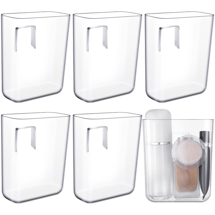 Suzile 6 Pack Wall Mount Organizer Acrylic File Holder Adhesive Cabinet Door Organizer Wall Mounted Storage Box for Office Kitchen Bathroom Bedroom G