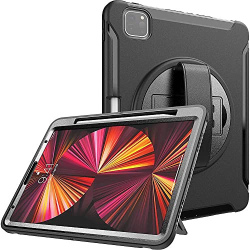 Sahara - Protection Hand Strap Series Case for iPad Pro 11" (2nd, 3rd, and 4th Gen 2020-2022), Black, (TB00016)