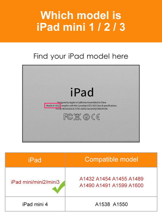 DTTO Mini Case for iPad mini 3/2/1, (Not Compatible with Mini 5th Generation) Ultra Slim Lightweight Smart Case Trifold Cover Stand with Flexible Sof