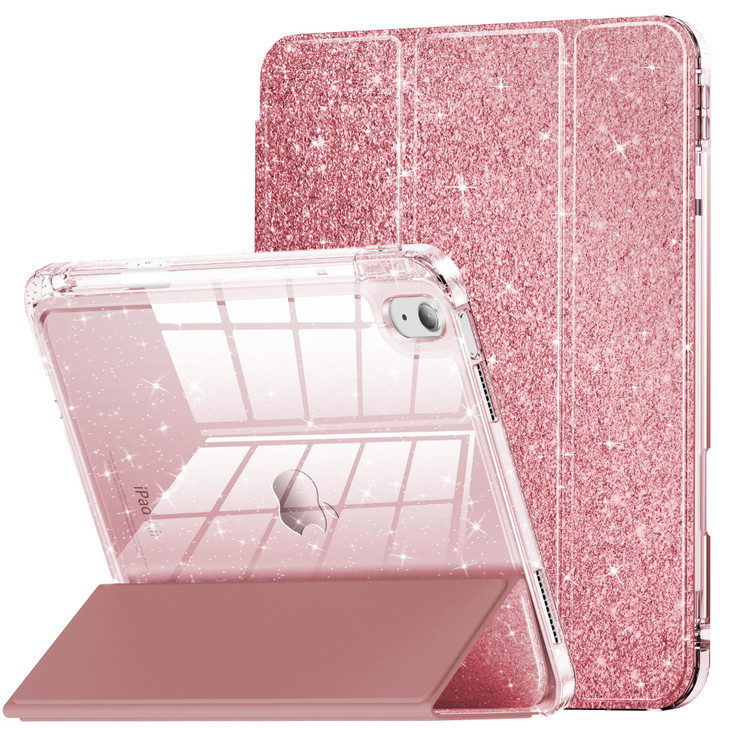 INFILAND for iPad Air 11 inch Case M2 2024/M3 2025, iPad Air 7th/6th5th/4th Generation Case 2022/2020 10.9 inch, Glitter Cover with Clear Back, Penci