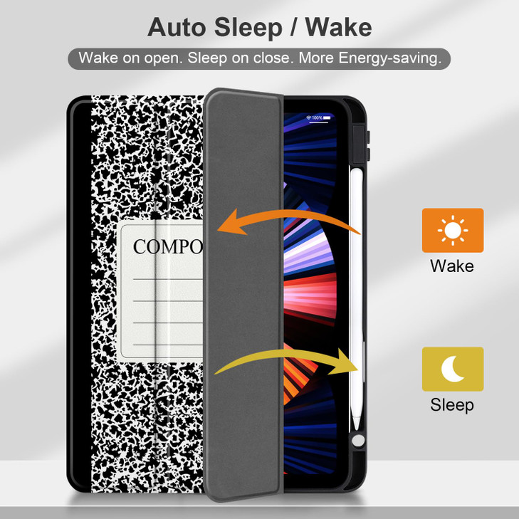 Batianda Case for New iPad Pro 11 inch 2025 M5 2024 M4 Chip [Built-in Pencil Holder] Trifold Stand Shockproof Cover with Clear Transparent Back Shell