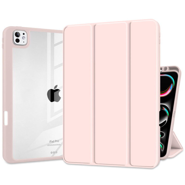 Batianda Hybrid Case for iPad Pro 13-inch 2025 M5 2024 M4 Chip [Built-in Apple Pencil Slot] Stylish Design Trifold Stand Premium Cover with Clear Bac