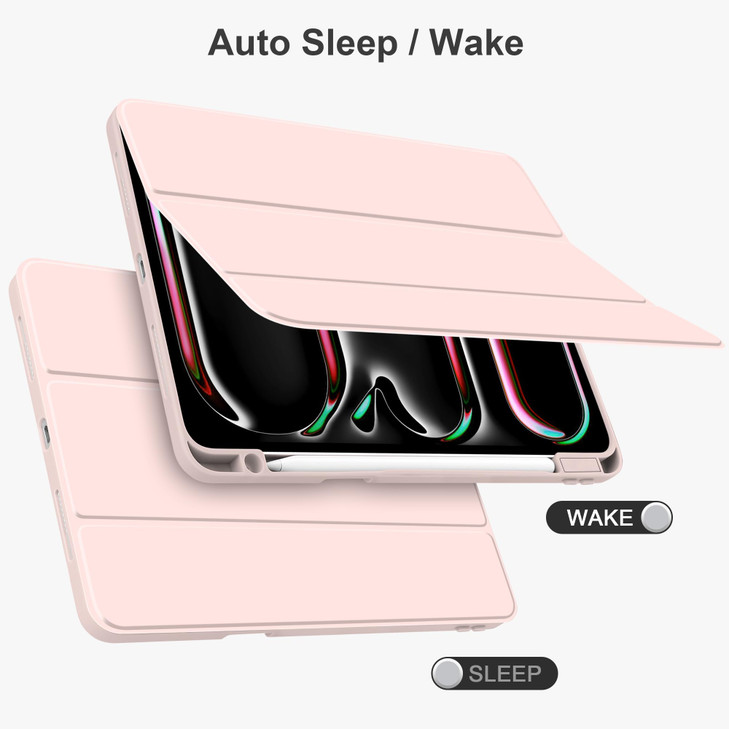 Batianda Hybrid Case for iPad Pro 13-inch 2025 M5 2024 M4 Chip [Built-in Apple Pencil Slot] Stylish Design Trifold Stand Premium Cover with Clear Bac