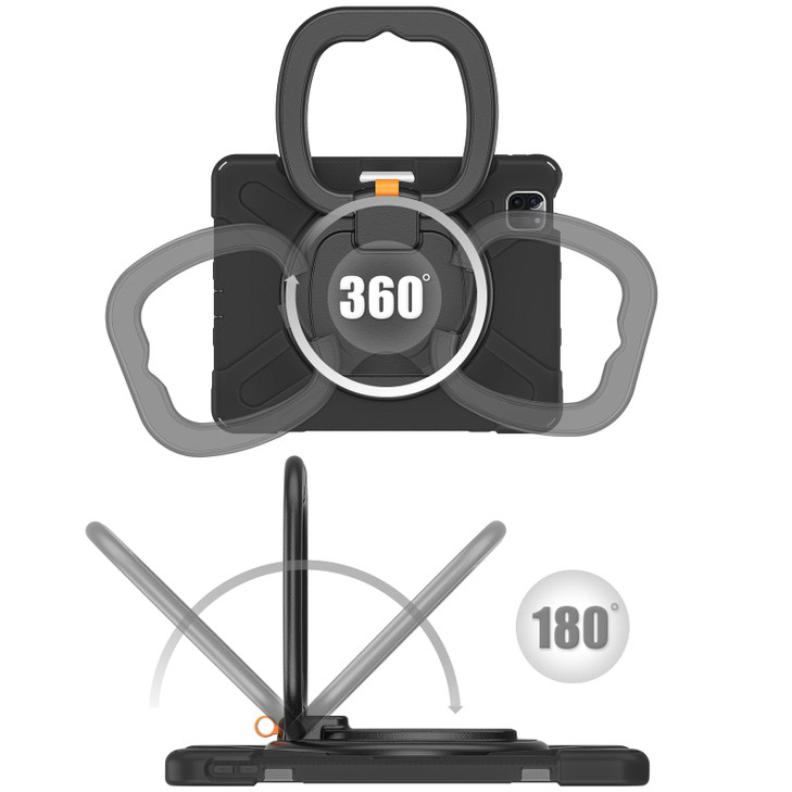 Batianda for New iPad Pro 11-inch Case 2025 M5 2024 M4 Chip Heavy Duty Rugged Durability Silicone Tablet Cover with 360° Rotating Ring Foldable Kicks