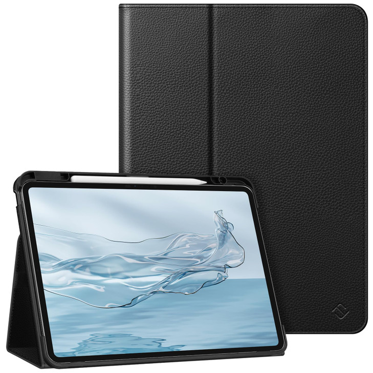 Fintie Folio Case for iPad Air 13-inch (M3) 2025, (M2) 2024 - Premium Vegan Leather Smart Stand Back Cover with Pencil Holder, Auto Wake/Sleep, Black