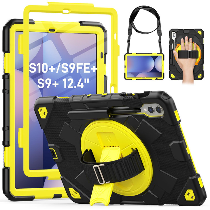 HXCASEAC Case for Samsung Galaxy Tab S10+ Plus / S9 Fe+ / S9+ 5G 12.4 inch Protective with Screen Protector/S Pen Holder/ 360 Rotating Stand Hand Str