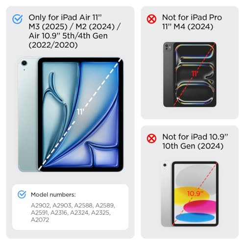 Spigen for iPad Air 11 Inch Case M3/M2 (2025-2024), 10.9 Inch 5th/4th Generation Case (2022/2020), Rugged Armor Pro Protective Tri-Fold Cover with Pe