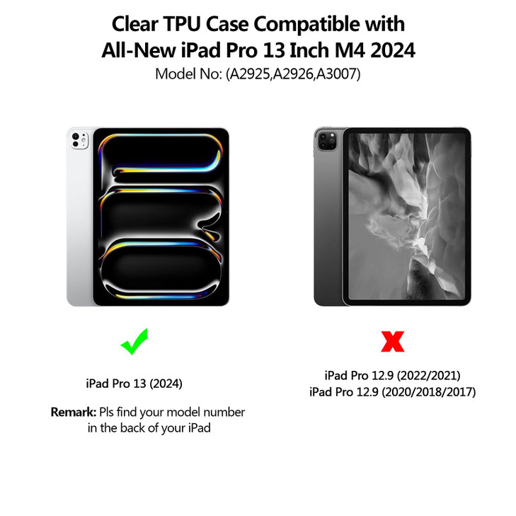 Aircawin for iPad Pro 13 inch Case Clear M4 2024,Case for iPad Pro 13 inch 5th Generation,Supports Apple Pencil 2nd/Pencil Pro/(USB-C),Ligthweight Sh
