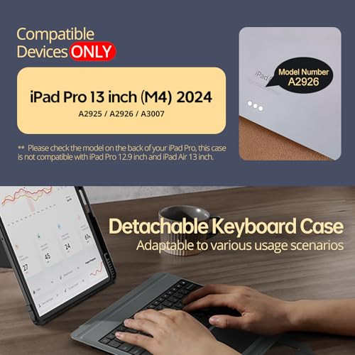 Nillkin Magic Keyboard Case for iPad Pro 13 inch M4 2024, Handheld Case for iPad Pro 13 inch 2024 with Keyboard, Pencil Holder, Large Trackpad, 7 Col