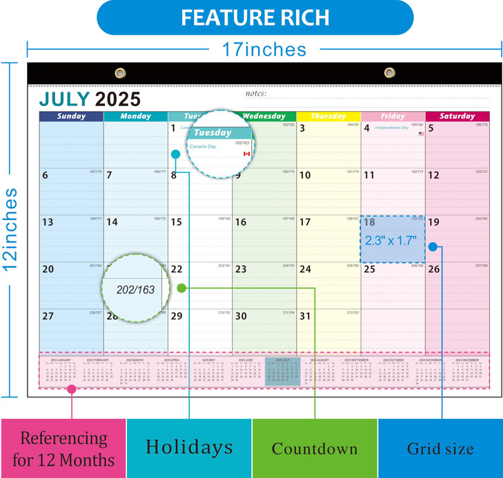 Desk Calendar 2026, AgePlace Wall Calendar 2025-2026 Covers July 2025 - December 2026, 17" X 12" Large Size With Holidays, Desktop Monthly Calendar f