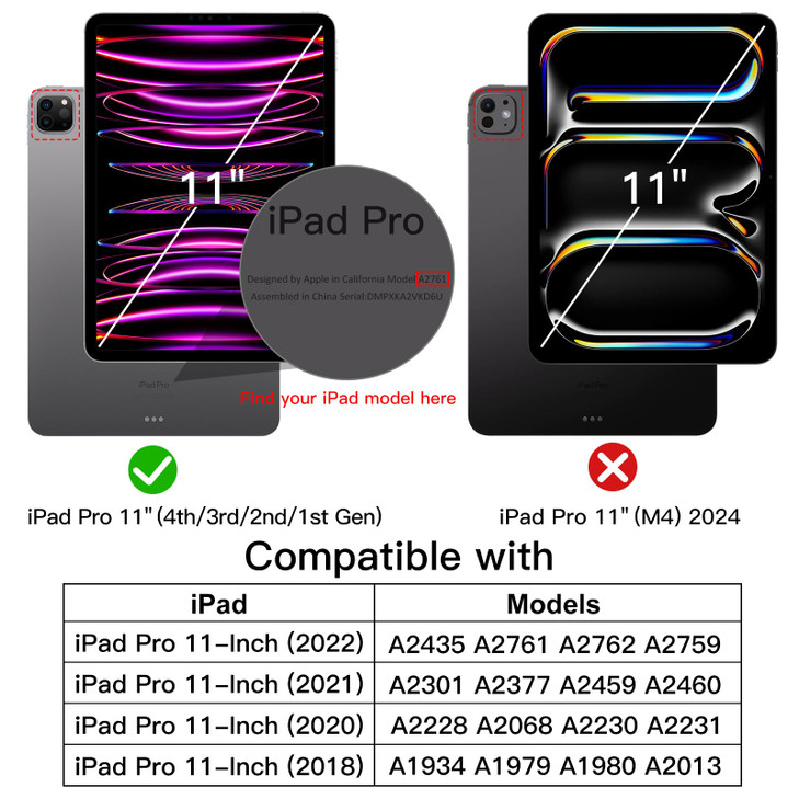 JETech Case for iPad Pro 11-Inch, 2022/2021/2020/2018 Model (4th/3rd/2nd/1st Generation), Compatible with Pencil, Cover Auto Wake/Sleep (Black)