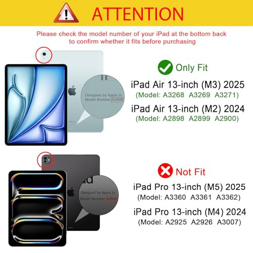 ProCase for iPad Air 13 Inch Case M3 2025/M2 2024, Slim Smart Cover iPad 13 Air M3 M2 Case with Translucent Hard Shell Back, Supports Touch ID, Auto