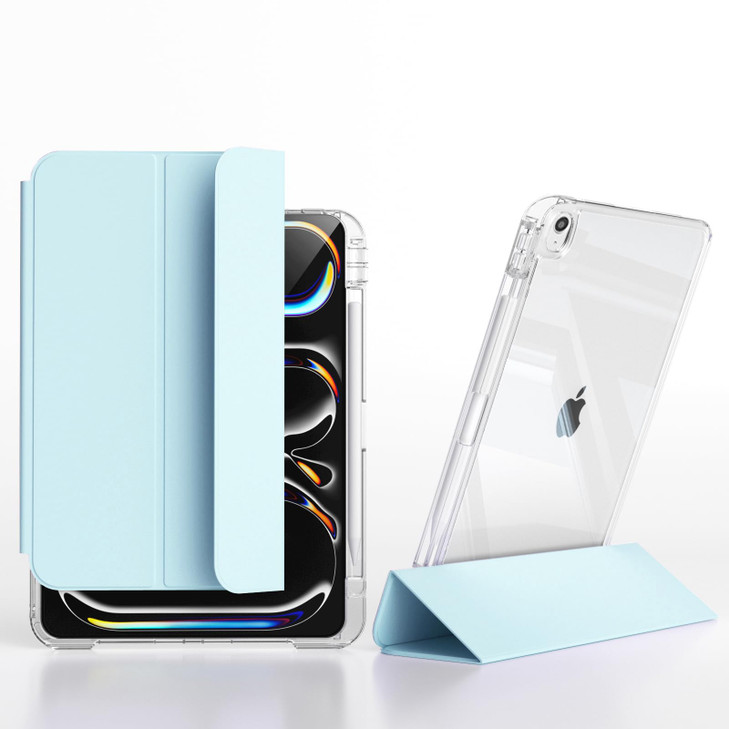 Slim Leather Case for iPad Air 11 Inch M3 (2025 7th)/M2 (2024 6th Generation), 5th/4th Gen 2022/2020 10.9 Inch Clear Cute Acrylic Back Shell with Pen