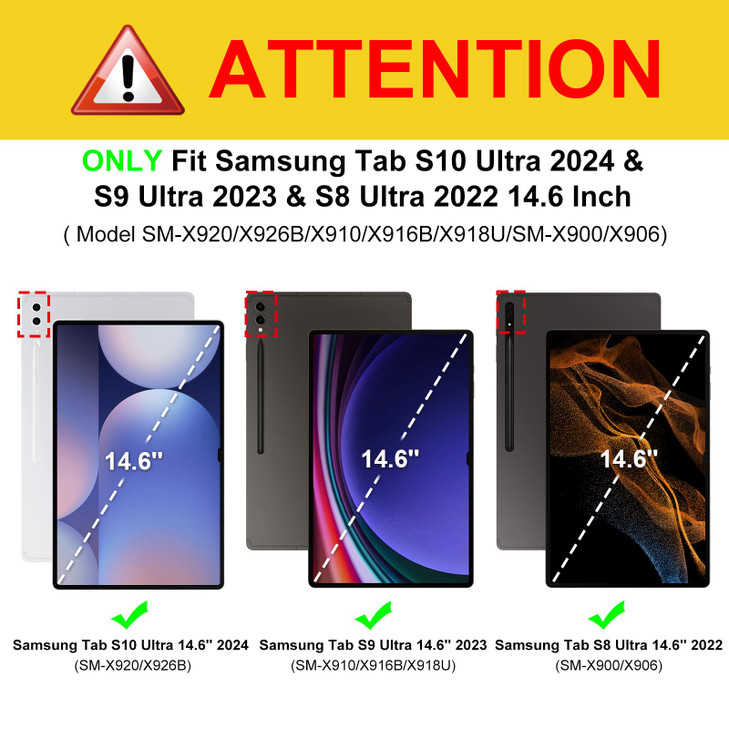 Fintie Hybrid Slim Case for Samsung Galaxy Tab S10 Ultra 2024/ S9 Ultra 2023 14.6 Inch, Shockproof Cover with Clear Transparent Back Shell, Cloudy Ma