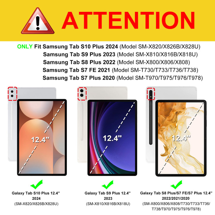 Fintie Case for Samsung Galaxy Tab S10+/ S9+/ S8+/ S7 FE/ S7+ 12.4 Inch, Multi-Angle Viewing Protective Cover with Pocket, Auto Sleep/Wake, Ocean Mar
