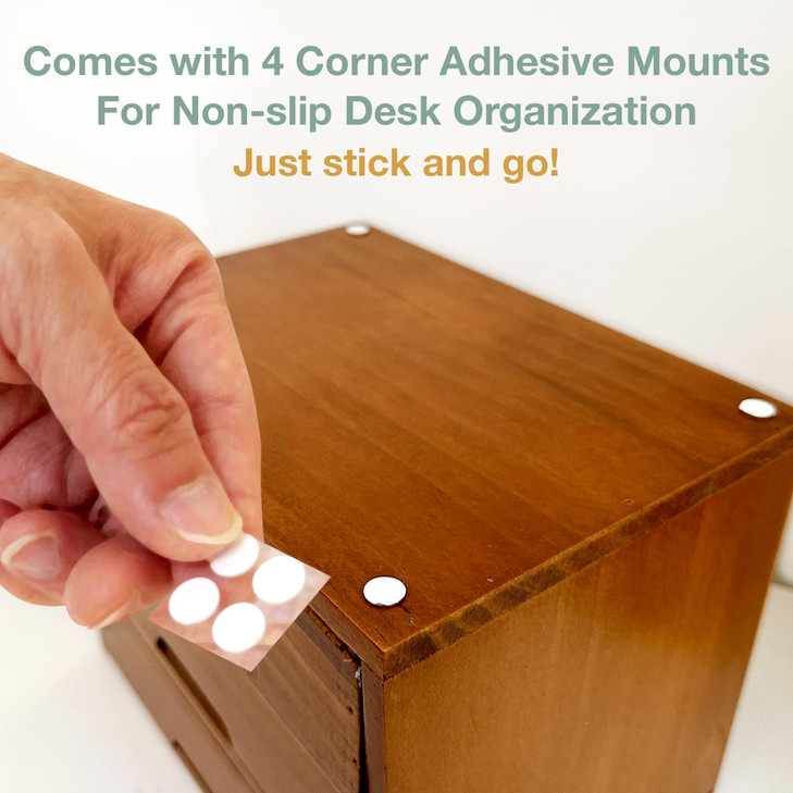 6-Drawer Vintage Desk Organizer Classic Brown Wood Storage Drawers for Tabletop - Slim Retro Style Desktop Organizing Cabinet with 6 Drawers - Office