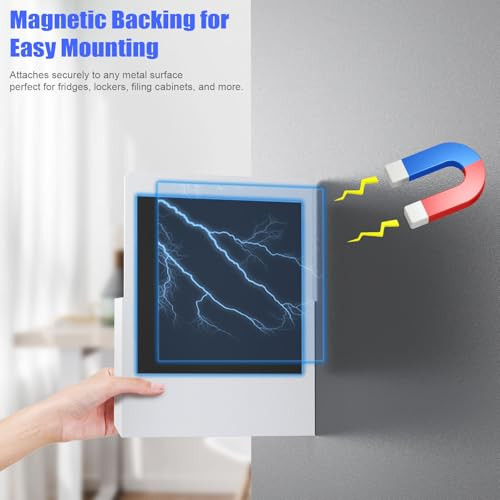 VEESUN 6 Pack Magnetic File Folder Holder, Wall Hanging Magnetic Pocket Mail Organizer for Refrigerator,Classroom Locker Whiteboard, Office Walls,Whi