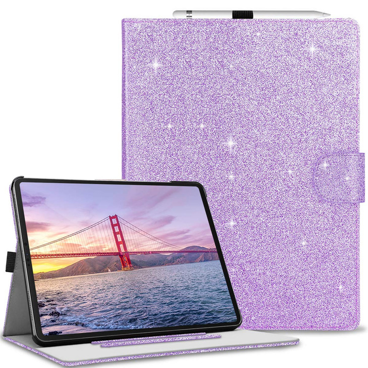 Fingic for iPad Air 13 inch 2024 Case,iPad Pro 12.9 Case 2022/2021/2020/2018(6/5/4/3rd Gen) Pencil Holder Sparkle PU Leather Folio Stand Protective C