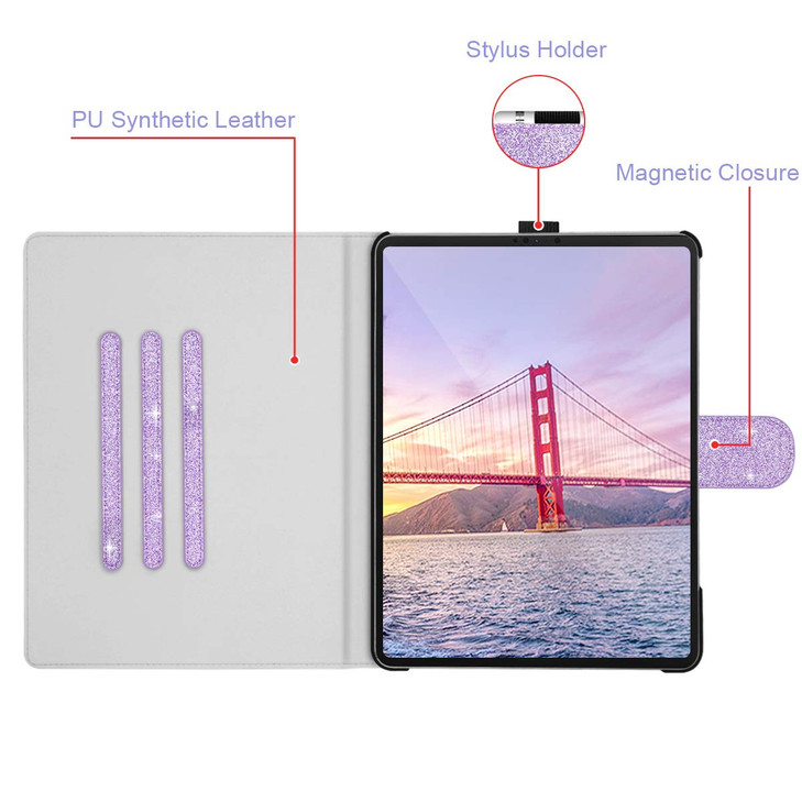 Fingic for iPad Air 13 inch 2024 Case,iPad Pro 12.9 Case 2022/2021/2020/2018(6/5/4/3rd Gen) Pencil Holder Sparkle PU Leather Folio Stand Protective C