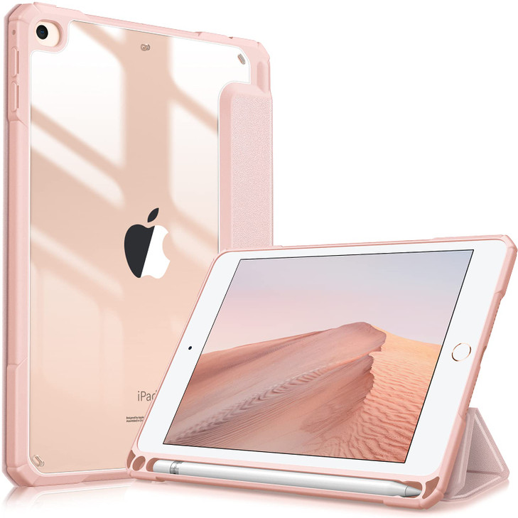 Fintie Hybrid Slim Case for iPad Mini 5th Generation 2019 / iPad Mini 4 (7.9 Inch) - [Built-in Pencil Holder] Shockproof Cover with Clear Transparent