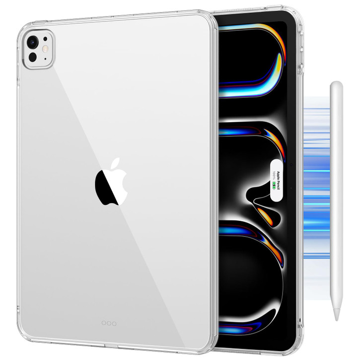 DTTO for iPad Pro 11 Inch Case M4 2024, Yellowing Resistant, Supports Pencil Pro Charge, Ultra-Thin Transparent Case with Hard PC Back for iPad Pro 1