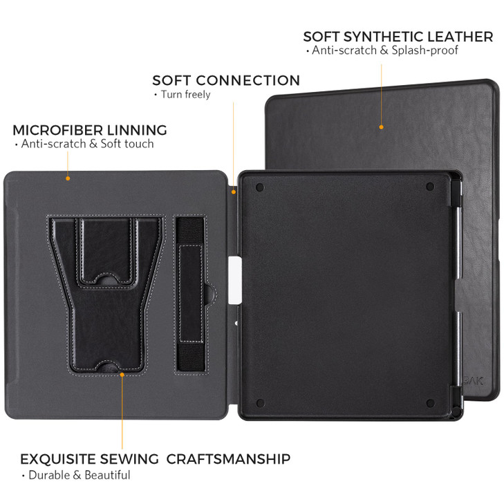 CoBak Case for Kindle Scribe with Two Viewing Angles - All New PU Leather Cover with Auto Sleep Wake, Pen Holder, Hand Strap Feature for Kindle Scrib