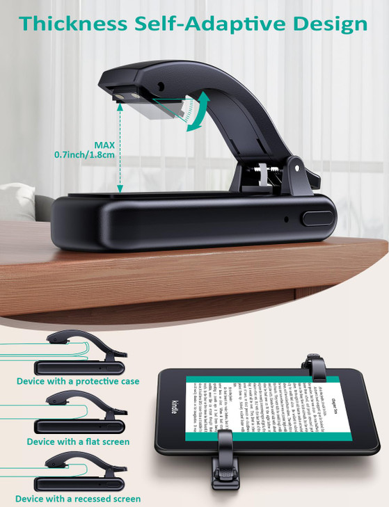 Remote Control Page Turner for Kindle: [Self-Adaptive Thickness] RF Page Turner Clicker for Kindle Paperwhite, Oasis, Kobo, eReaders, Phones & Tablet