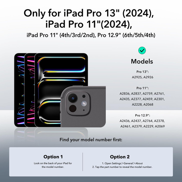 ESR 2 Pack Camera Lens Protector Compatible with iPad iPad Pro11/13 Inch 2025/2024, Pro 12.9/11 Inch (2022/2021/2020), 9H Anti-Scratch Tempered Glass
