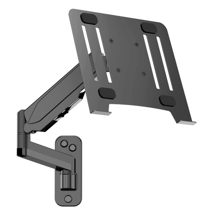 UPGRAVITY Laptop Wall Mount, 2-in-1 Gas Spring Wall Holder with Vented Tray for 12"-17" Notebook/13-32 Computer Screen, Full Motion Adjustable Wall M