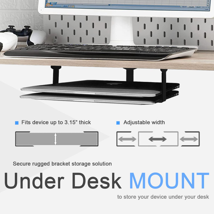 IFCASE Metal Under Desk Shelf Mount Holder for Laptop, Xbox Series S, Xbox One S/X, PS4 Slim/Pro, Desktop Mini PC, Wireless Amplifier, CalDigit TS4 (
