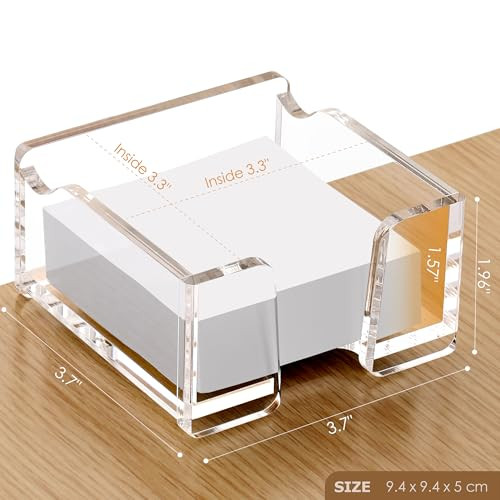 SANRUI Acrylic Sticky Note Holder , for Post-it Note Pad Dispenser Desktop Accessories Organization, Self Memo Pad for School Office Desk Supplies (