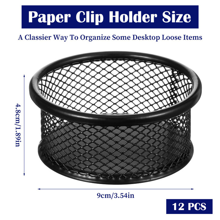 Limbeuuu 12 Pack Paper Clip Holder, Paperclip Holders for Desk, Mesh Paper Clip Holder for Desk Binder Wire Mesh Bowls for Holding Small Parts Office