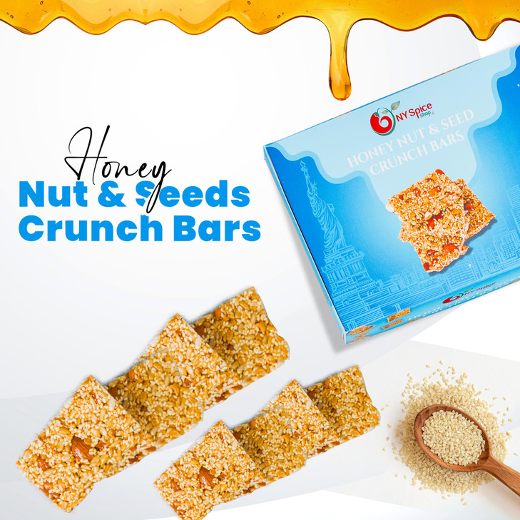 NY Spice Shop Honey Nut and Seed Crunch Bars  1 Pound Honey Sesame Nut & Seed Snaps Brittle Crunch Candy  Decadent Snack Protein Bars  A Great Gif