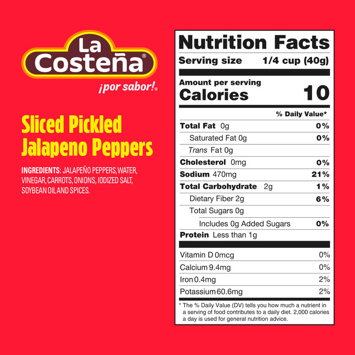 La Costeña Sliced Jalapeno Peppers - Pickled Jalapenos - Jalapeno Pepper - Hot Peppers for Mexican Food, Guacamole, Spicy Nacho & Taco Toppings, Ench