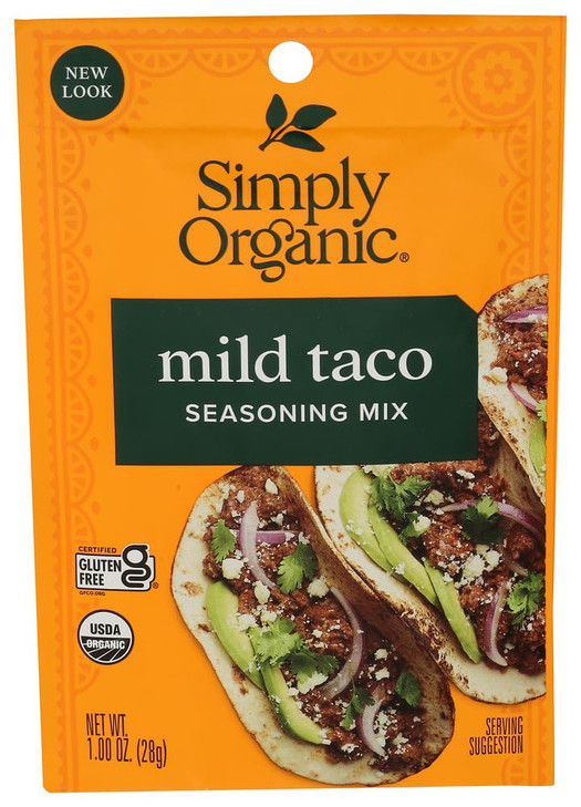 Simply Organic Mild Taco Seasoning, Certified Organic, Vegetarian, 1 Oz