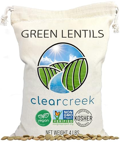 CLEAR CREEK Green Lentils | Project Non-GMO Verified | 4 lb | Vegan | Non-Irradiated (Will Sprout) | Kosher | Vegan