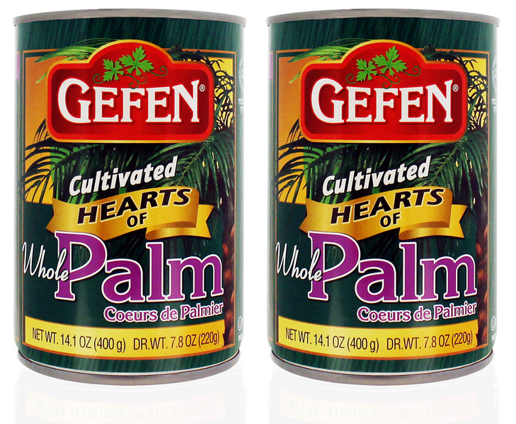 Gefen Premium Cultivated Whole Hearts of Palm, 14.1 oz (2 Pack) Less Sodium, Low Carb, All Natural, Gluten Free, Certified Kosher, No Preservatives,