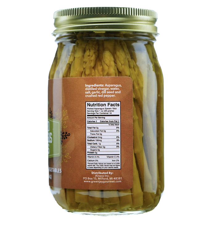 Green Jay Gourmet Pickled Asparagus Spears in a Jar - Fresh Hand Jarred Vegetables for Cooking & Pantry  Home Grown Pre-Prepared Pickled Asparagus S