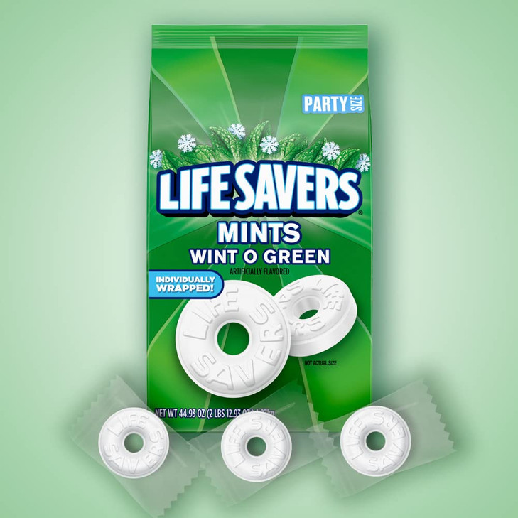 LIFE SAVERS Mints, Bulk Hard Candy Wint-O-Green Breath Mints, 44.93 oz Party Size