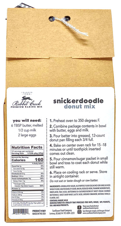 Rabbit Creek Snickerdoodle Donuts Mix  With Dusting Sugar Included  Baked Donuts, Not Fried  Donut Baking Mix
