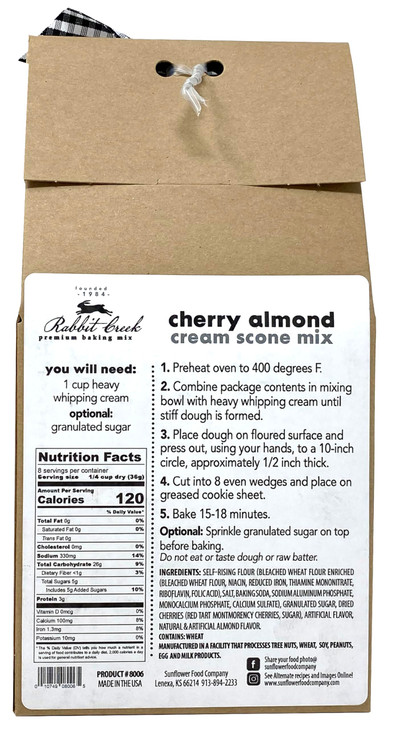 Rabbit Creek Cherry Almond Scone Mix  Cherry Almond Scones Baking Mix, Rabbit Creek Baking Mix 10 Ounce